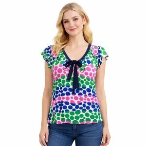 Anthropology We ❤️ Vera Silk Multicolored Polka dot Top Blouse NWOT